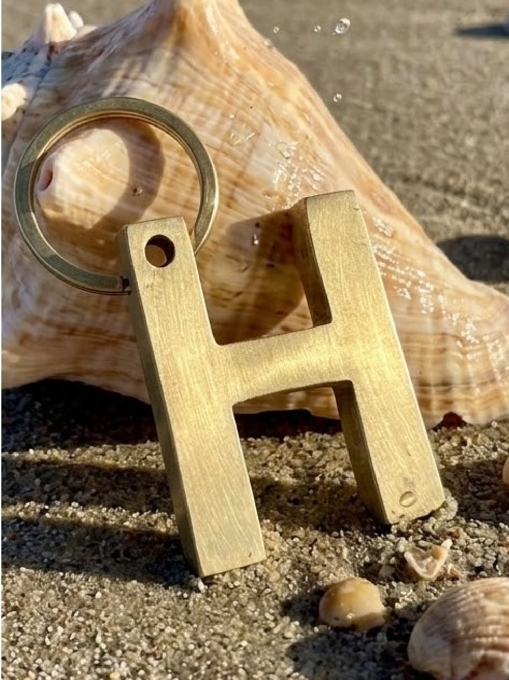 Heavy-Duty Brass Letter 'H' Key Ring